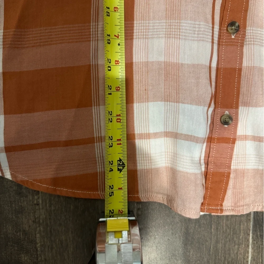 SO Orange Pumpkin Color Plaid Flannel Size L Longsleeve Button Up Shirt - Picture 14 of 14